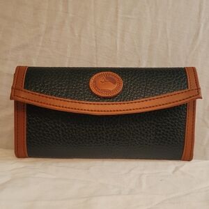 Dooney & Bourke Black and Tan Leather Wallet (TRIFOLD check Book)